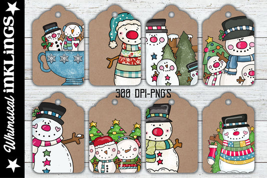Happy Winter Snowman Tags