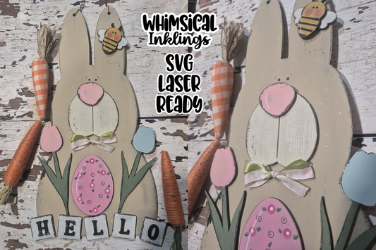 Hello Bunny Sign Laser SVG