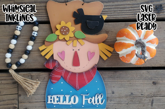 Hello Fall Scarecrow Sign Laser SVG| Fall Laser SVG