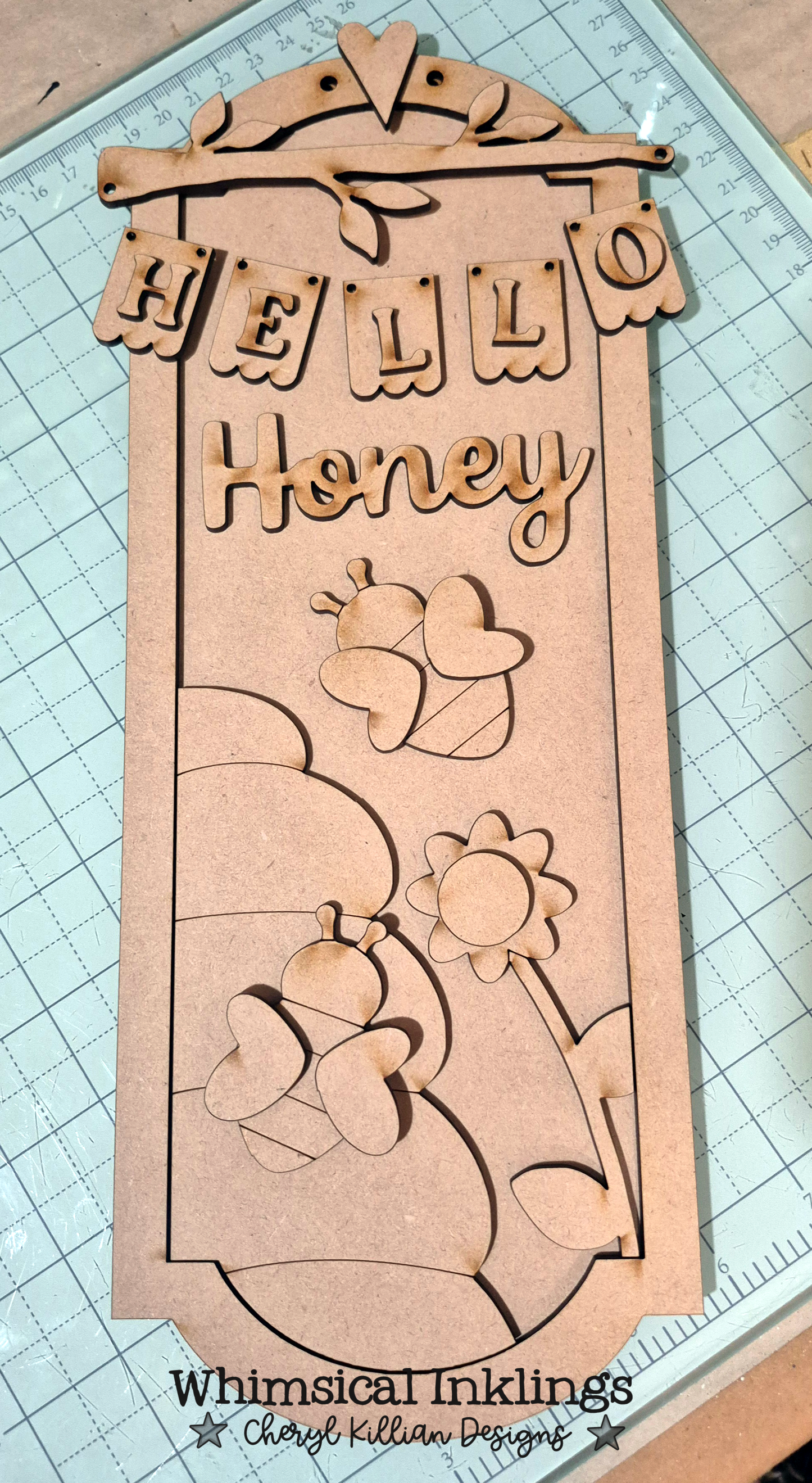 Hello Honey Bee Hive Sign DIY Wood Kit