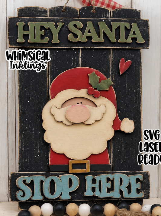 Hey Santa Sign Laser SVG | Christmas Laser SVG