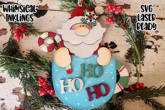 Ho Ho Ho Santa Mug Ornament Laser SVG| Christmas Laser SVG