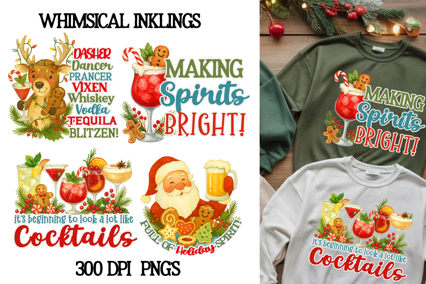 Holiday Spirit-Christmas Sublimation/DTF Clipart