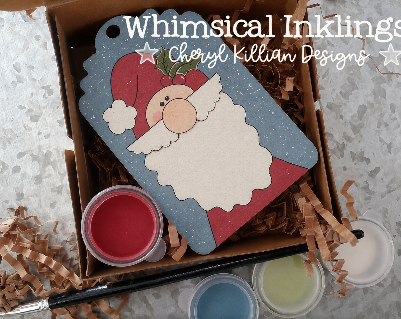 Holly Santa Tag Laser SVG| Christmas Laser SVG