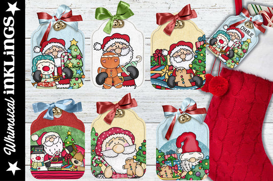 Homespun Santa Tags