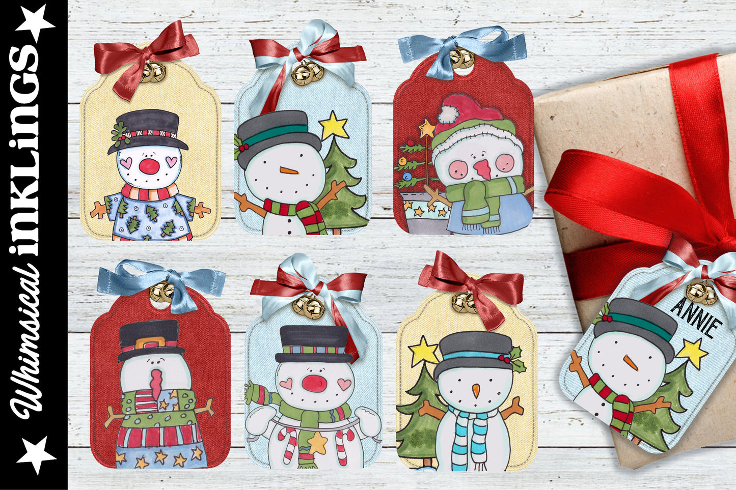 Homespun Snowman Tags