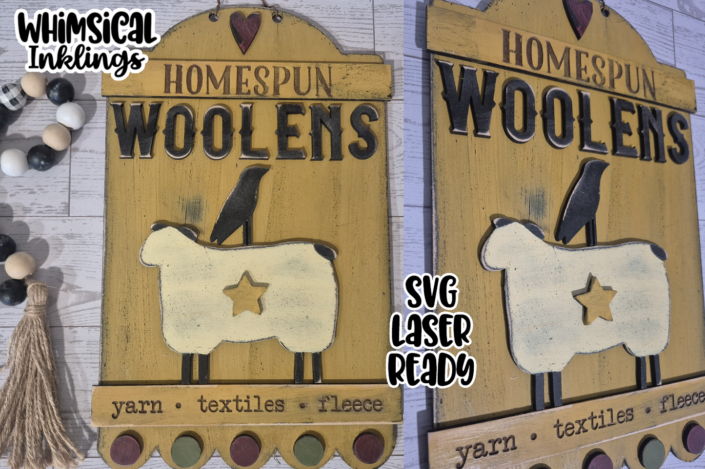 Homespun Woolens Prim Sign
