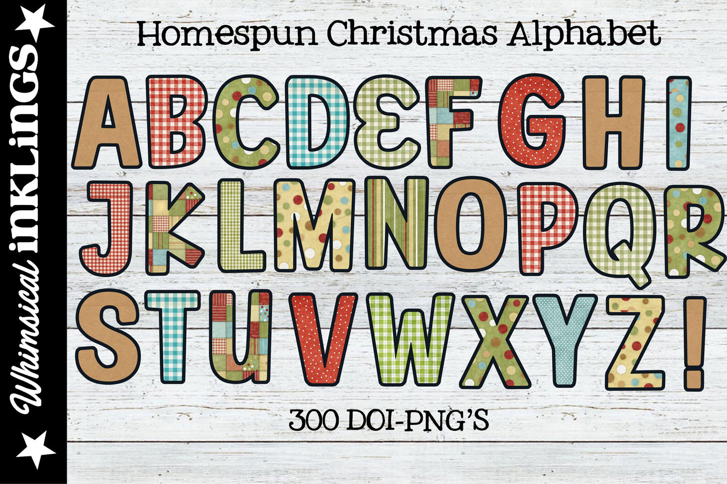 Homespun Christmas Alphabet Sublimation Set