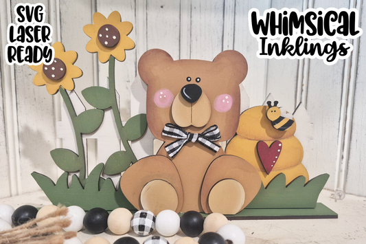 Honey Bee Bear Standup Laser SVG