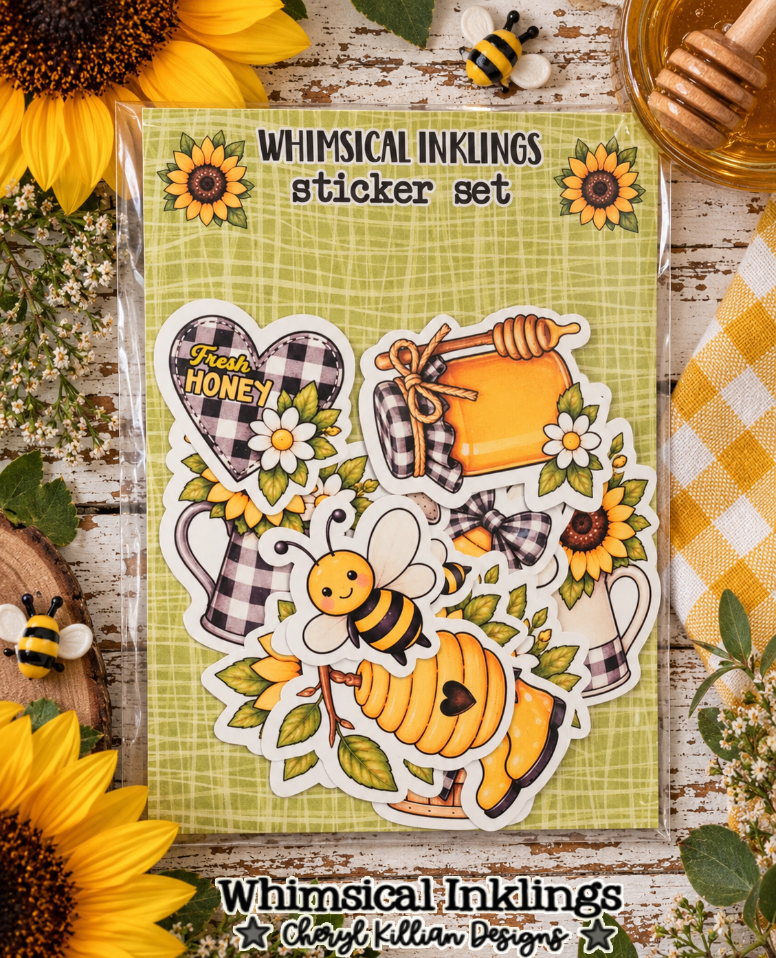 Honey Bee Sticker Pack| Fresh Honey Stickers