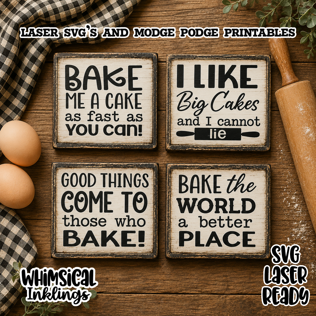 In the Kitchen Magnets SVG and Modge Podge printables| Laser SVG