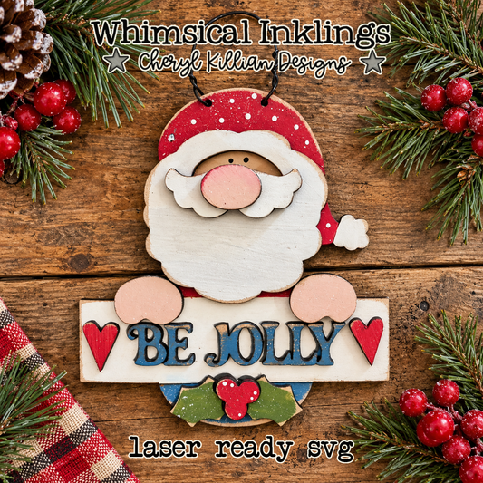 Jolly Santa ornament Laser SVG| Christmas Laser SVG