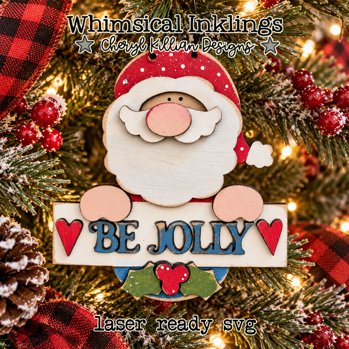 Jolly Santa ornament Laser SVG| Christmas Laser SVG