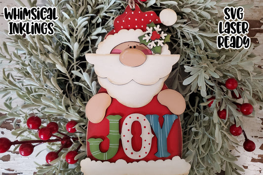 Joyful Santa Ornament Laser SVG | Christmas Laser SVG