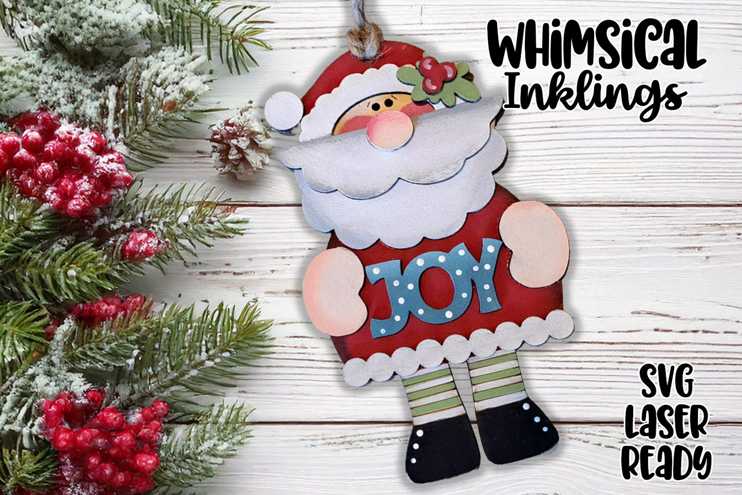 Joy Saint Nick|Santa Ornament Laser SVG