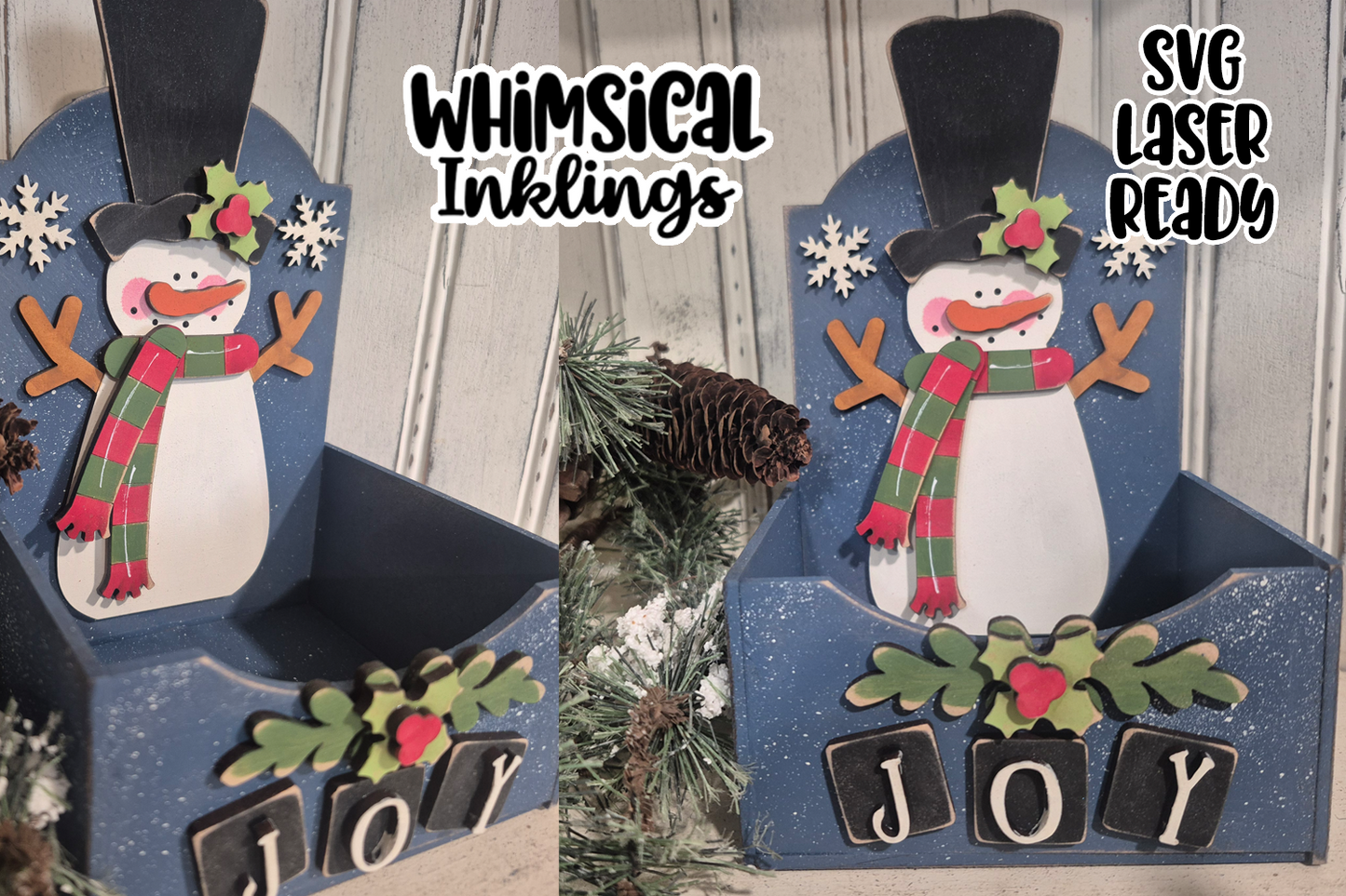 Joy Snowman Box Laser SVG