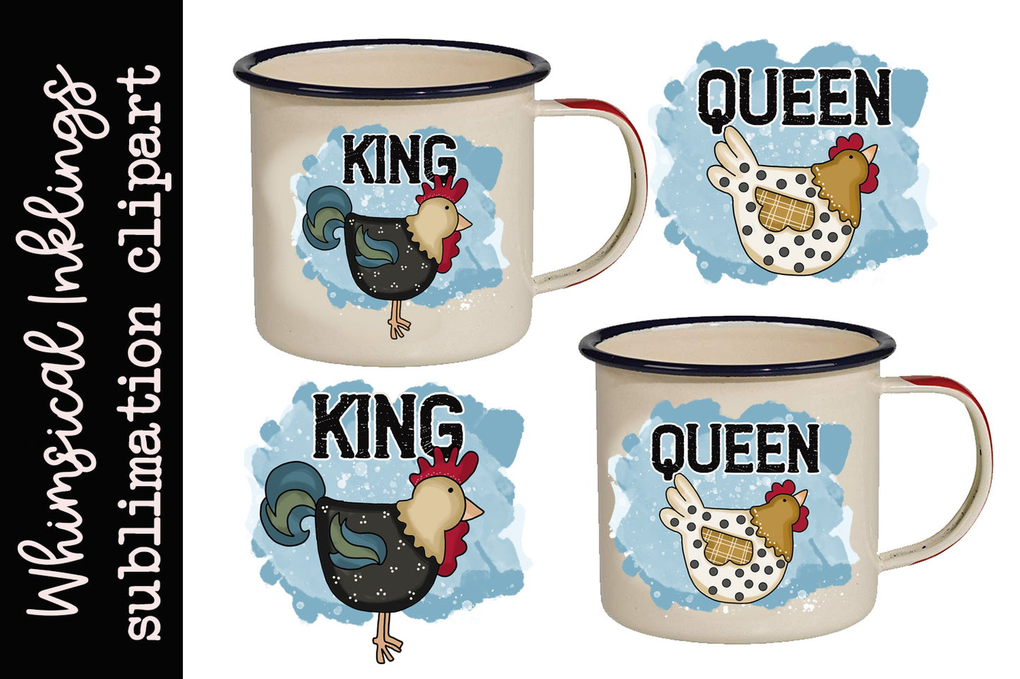 King and Queen Chicken and Rooster Sublimations