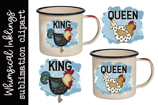 King and Queen Chicken and Rooster Sublimations