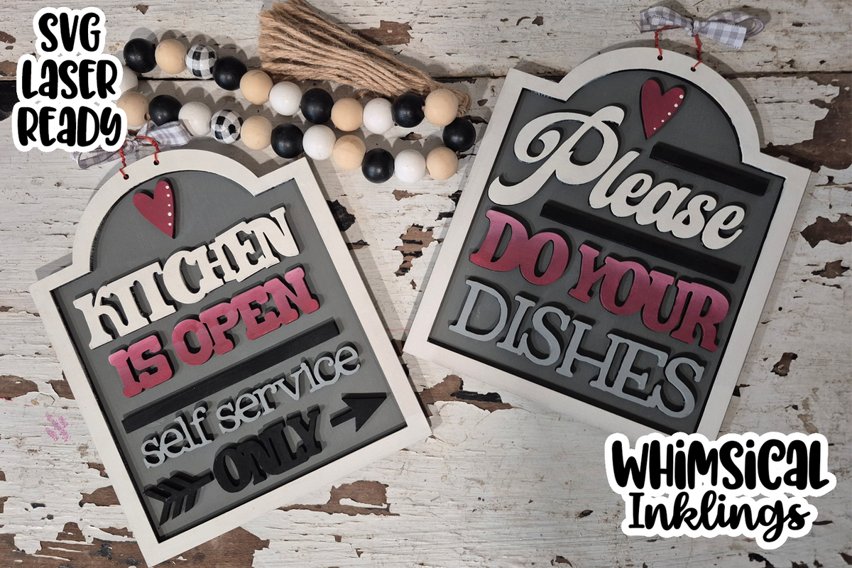 Kitchen Is open Sign Set Laser SVG – Whimsical Inklings