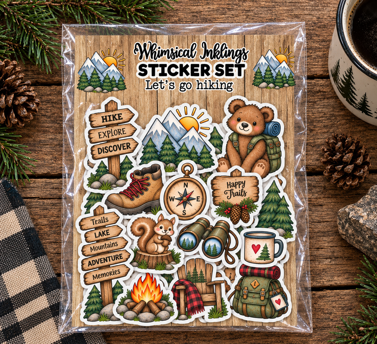 Lets Go Hiking Sticker pack| Hiking Stickers