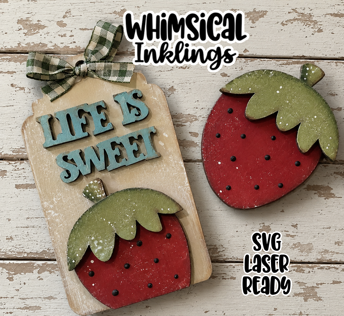 Life is sweet magnet Set Laser SVG|  Strawberry Laser SVG