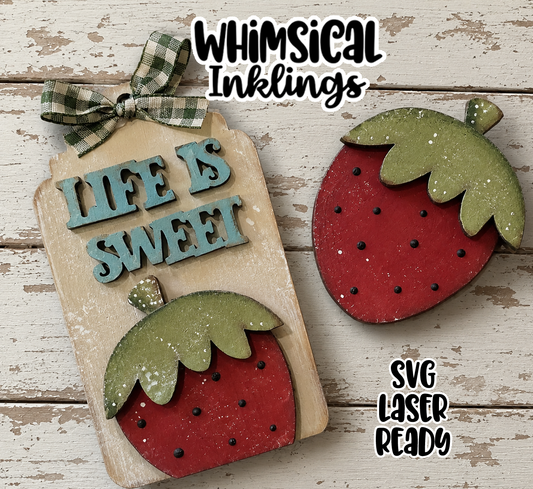 Life is sweet magnet Set Laser SVG|  Strawberry Laser SVG