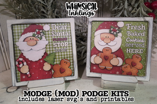 Little Santa Signs SVG and Matching Modge Podge Printables| Laser SVG
