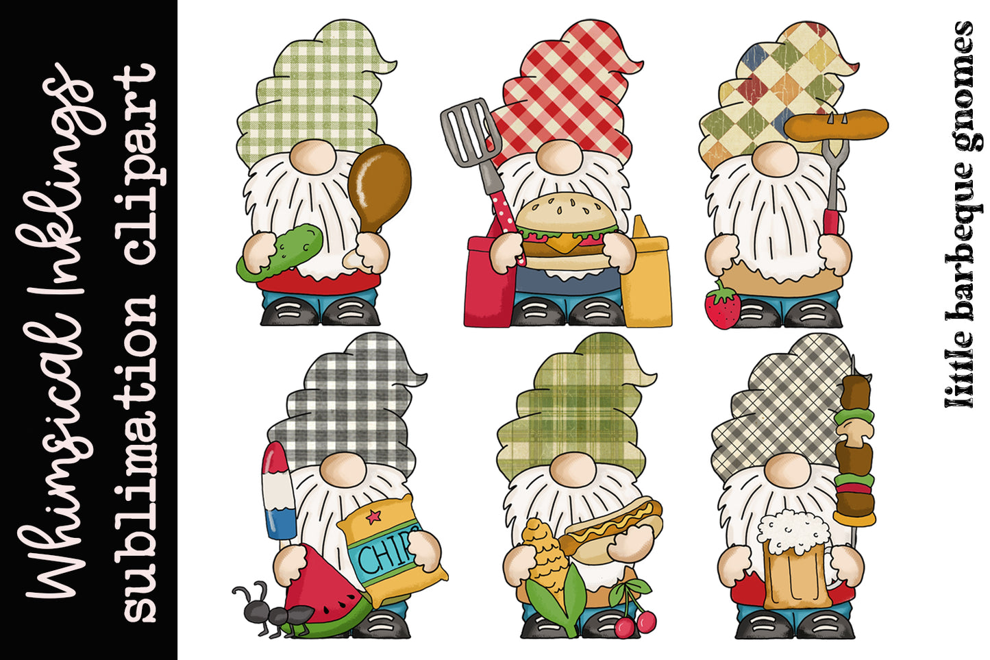 Little Barbeque Gnomes Sublimation Clipart