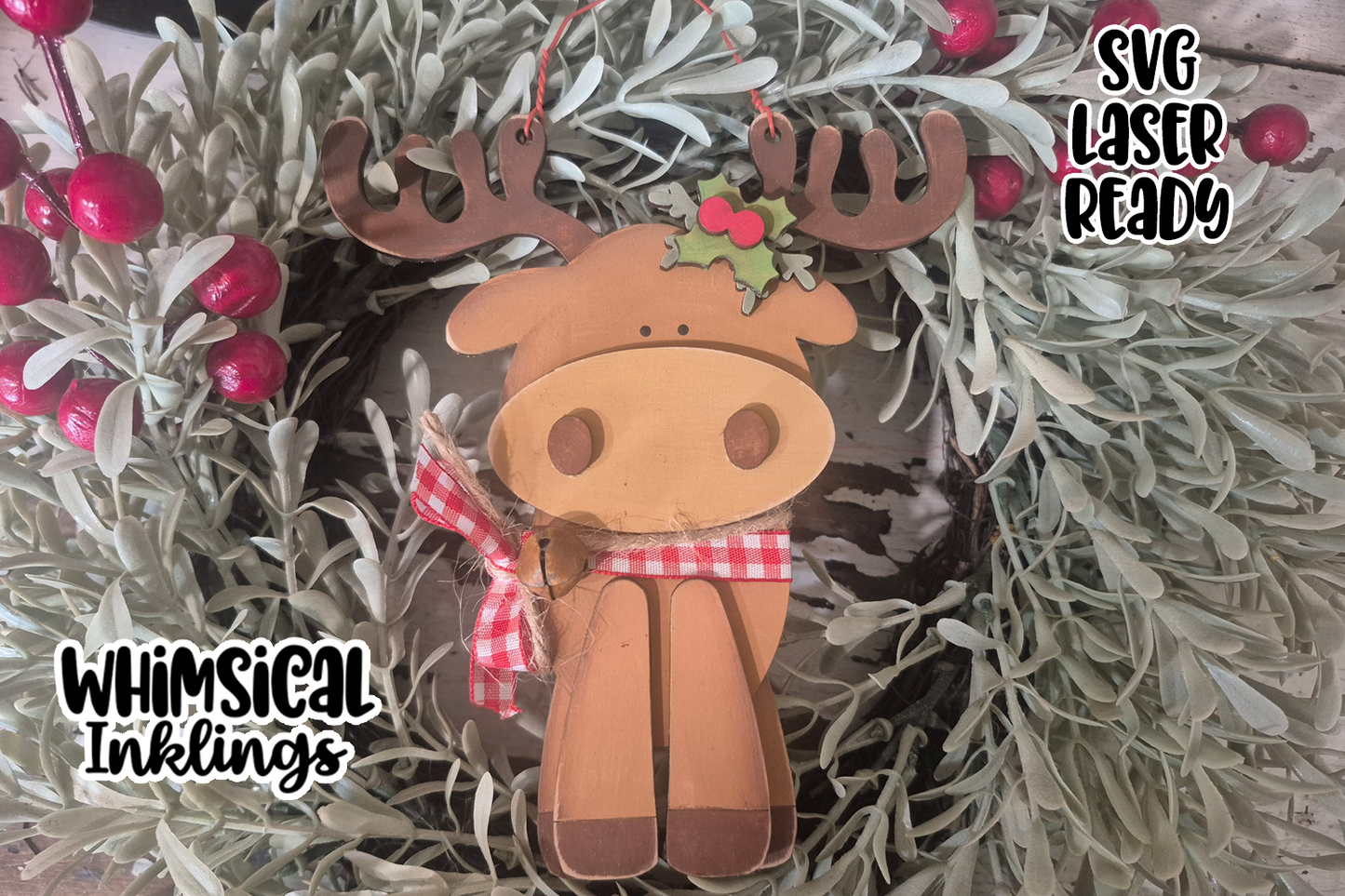 Little Christmas Moose Ornament  Laser SVG