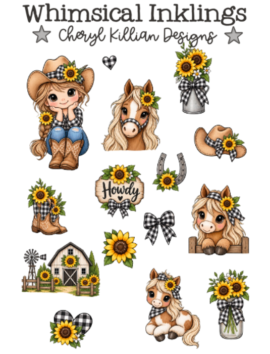 Little Cowgirl Sticker pack| Cowgirl Stickers