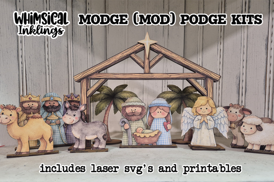 Little Nativity SVG's and Modge Podge Printables Set| Laser SVG