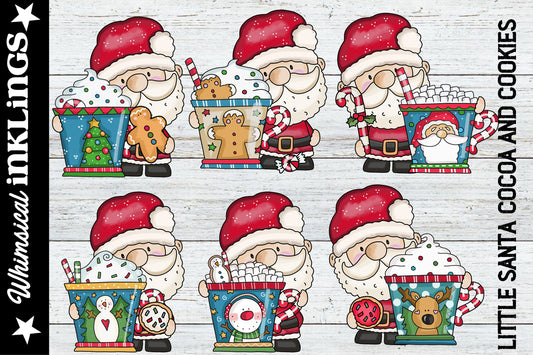 Little Santa Cocoa And Cookies Sublimation Clipart