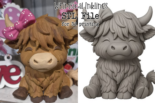Little Scottish Highland Cow STL For 3D Printing