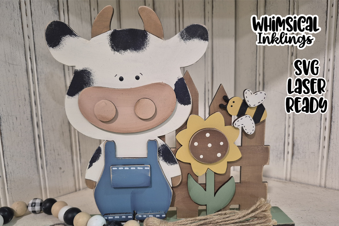 Little Sunflower Cow Standup Laser SVG