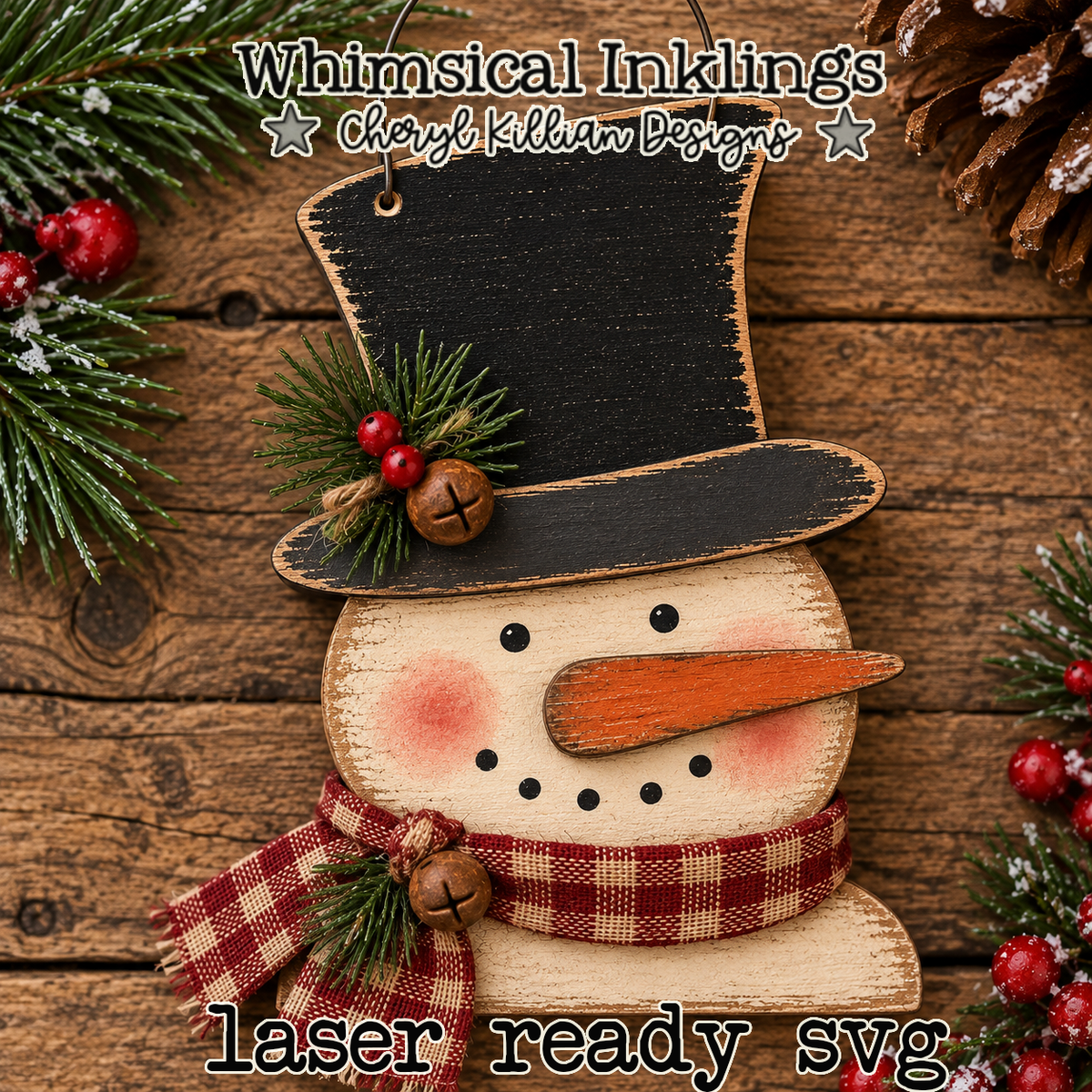 Little Top Hat Snowman Ornament Laser SVG| Christmas Laser SVG