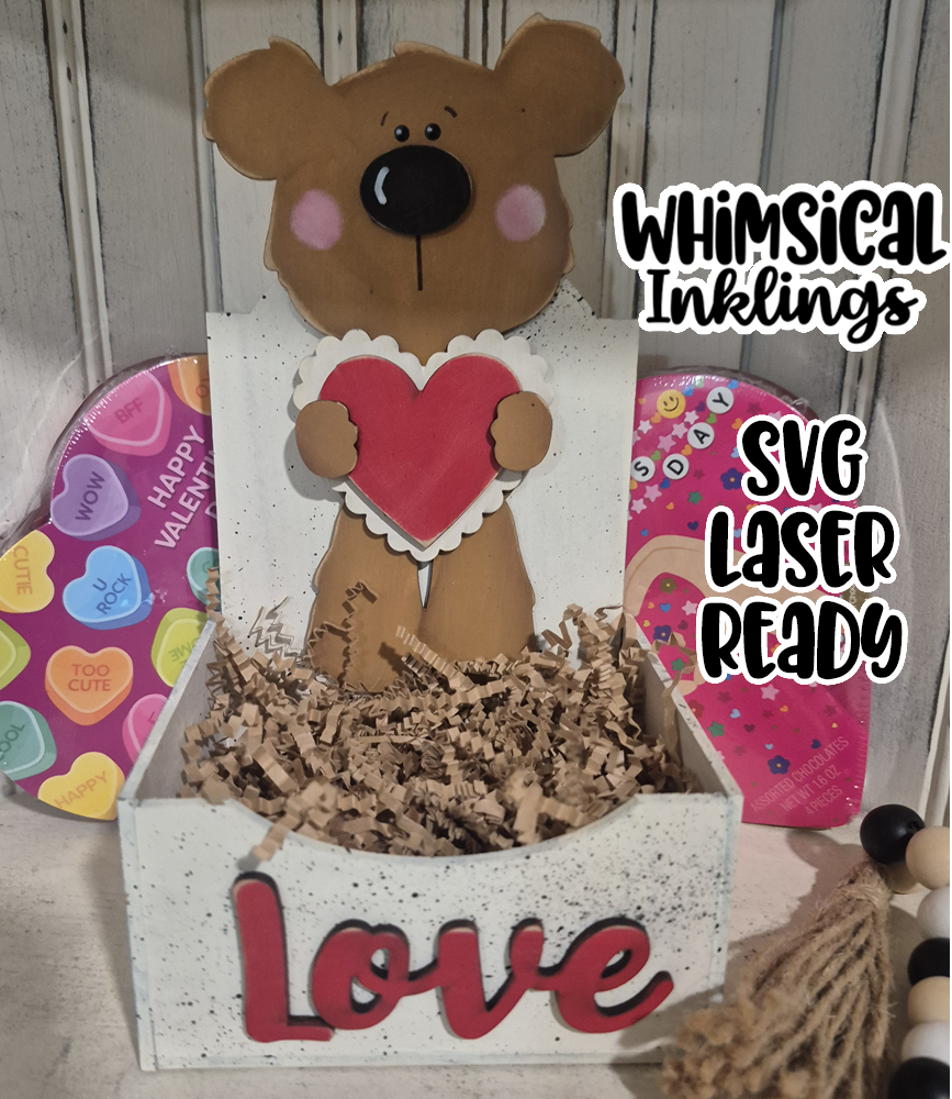 Love Bear Box Laser SVG| Valentines Day SVG