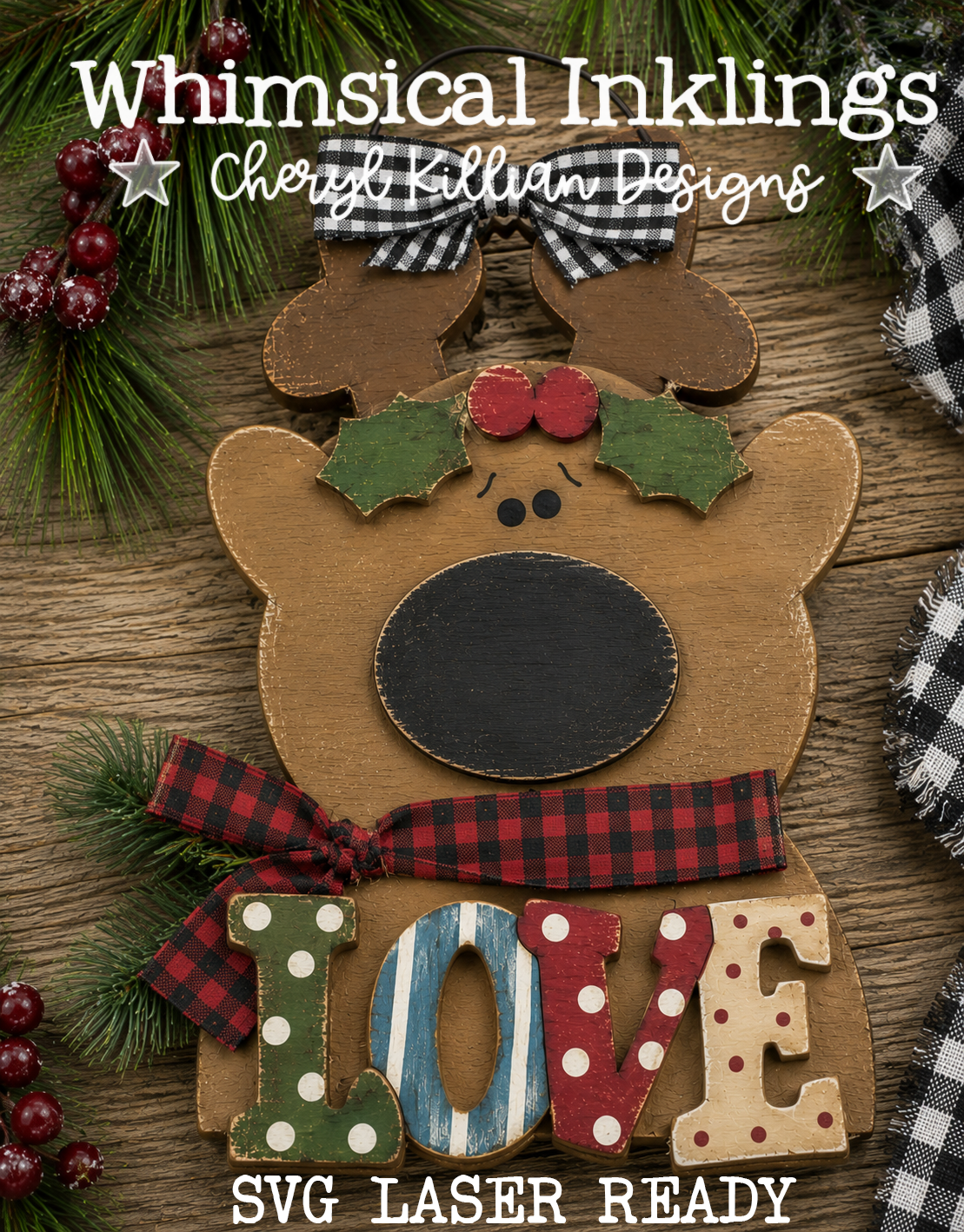 Love reindeer Ornament Laser SVG| Christmas SVG