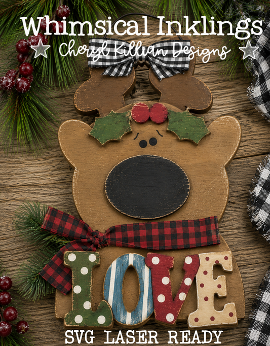 Love reindeer Ornament Laser SVG| Christmas SVG
