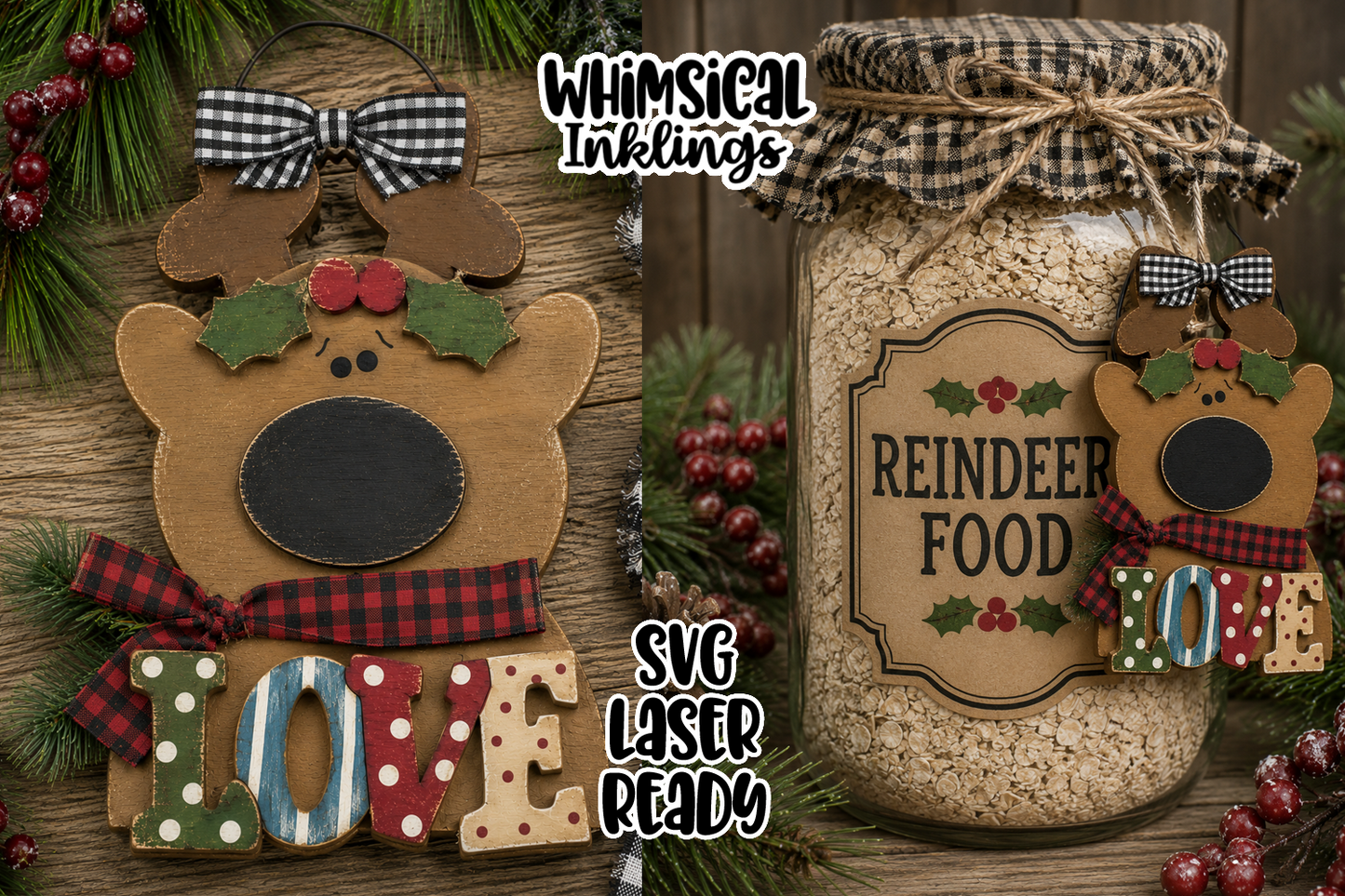 Love reindeer Ornament Laser SVG| Christmas SVG