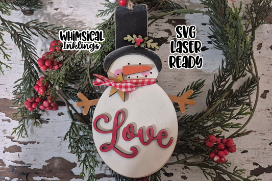Love Snowmen Ornament Laser SVG