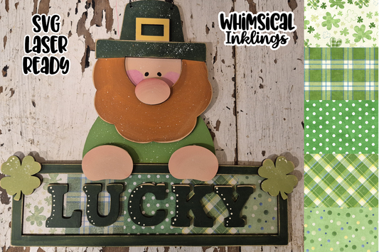 Lucky Leprechaun Sign Laser SVG with printable