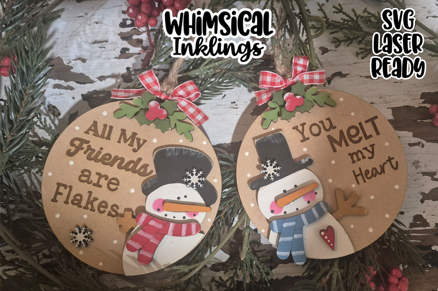 Melt My Heart Snowman Ornaments Laser SVG