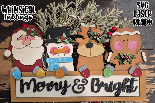 Merry and Bright Bunch Sign Laser SVG