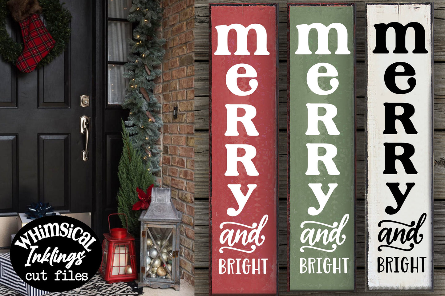 Merry And Bright SVG| Christmas SVG| Vertical Christmas Sign