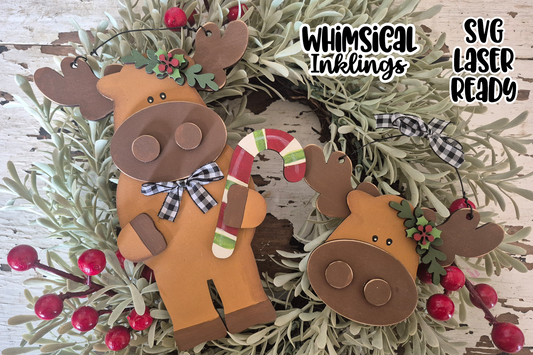 Merry Christmas Moose Ornaments Laser SVG