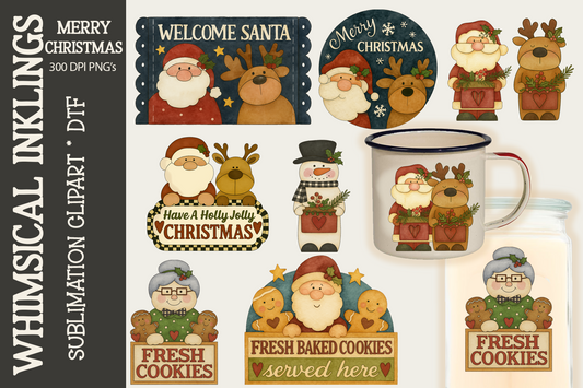 Merry Christmas Sublimation Clipart| Christmas DTF