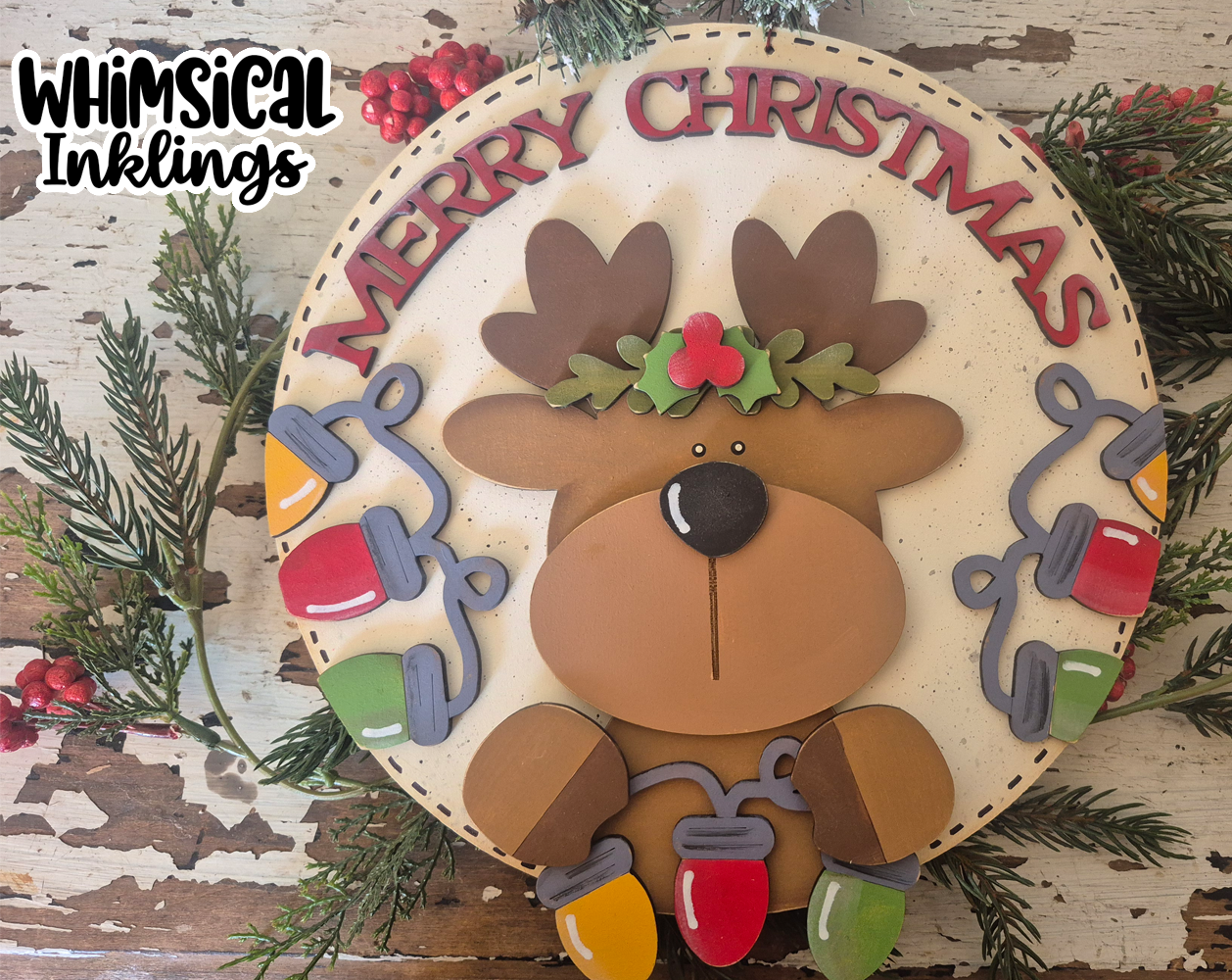 Merry Christmas Reindeer Sign