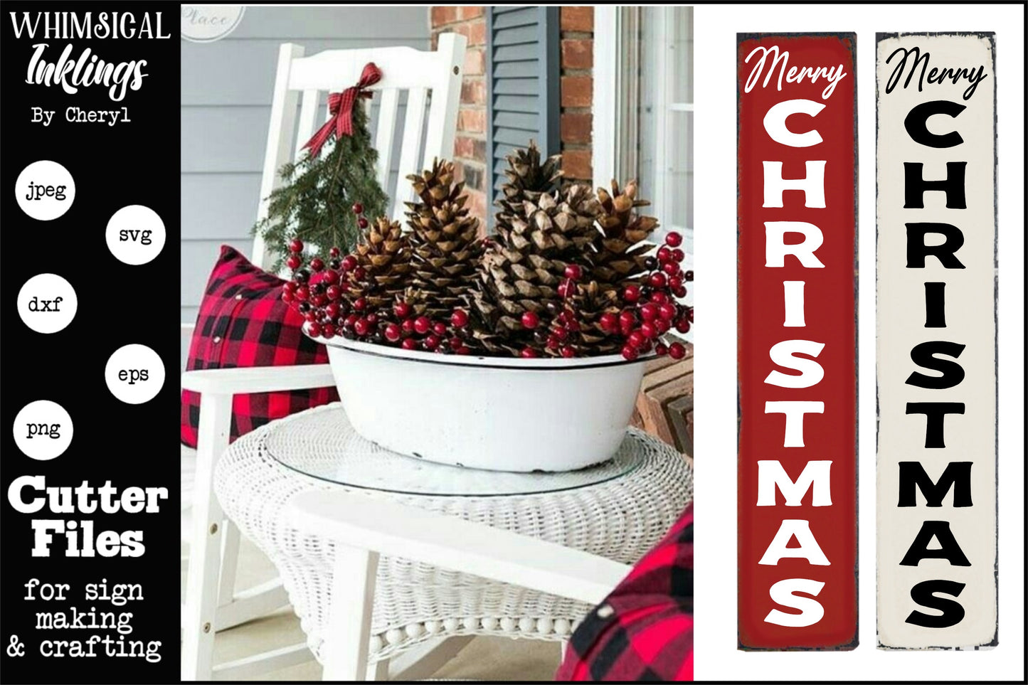 Merry Christmas Vertical Sign SVG| Christmas SVG