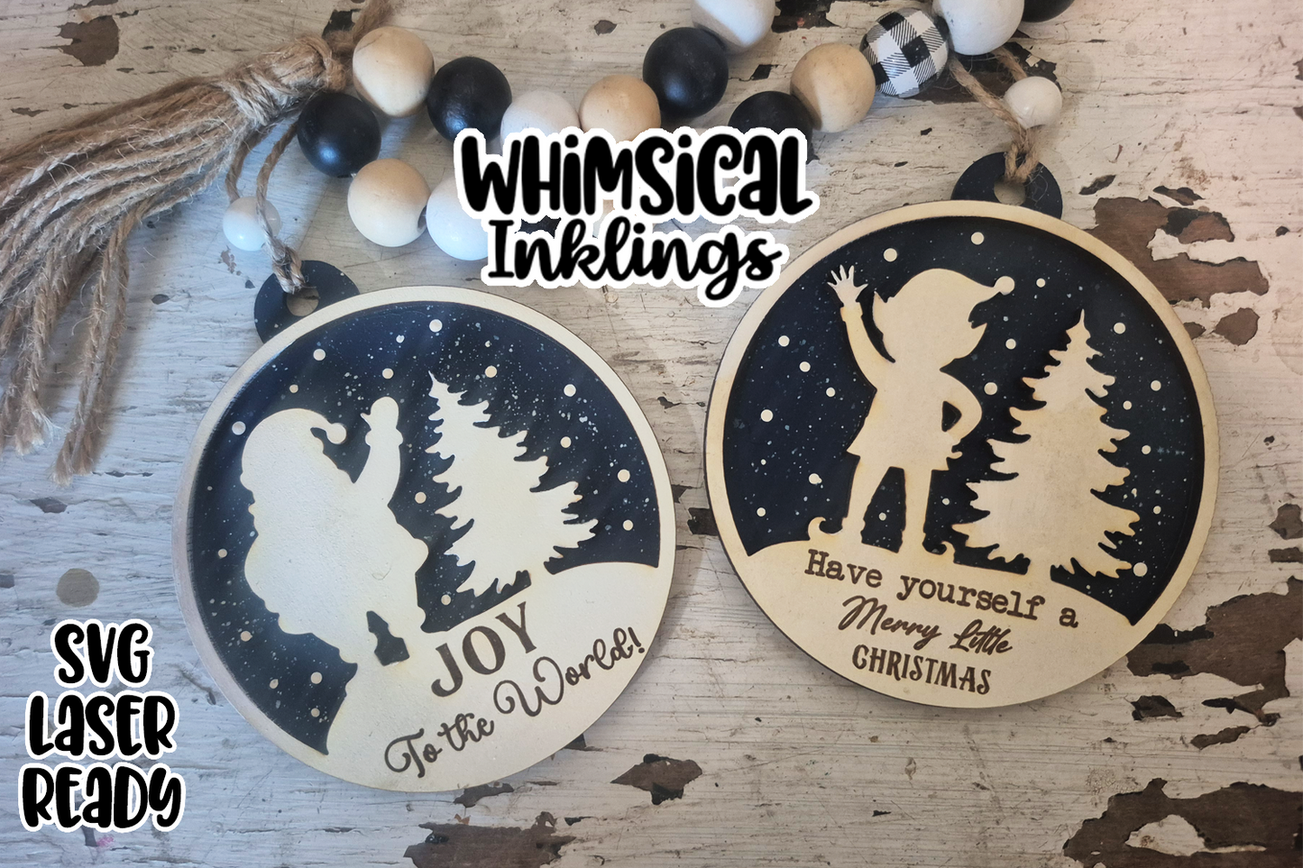 Merry Little Christmas Ornaments Laser SVG