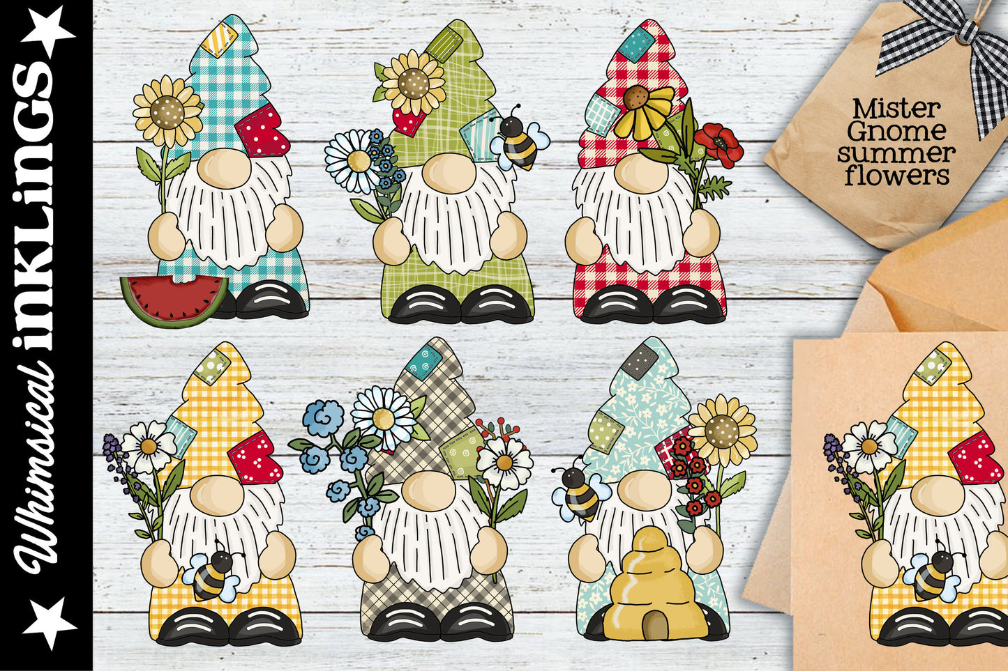 Mister Gnome Summer Flowers Sublimation Clipart